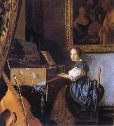 Jan Vermeer Young Woman Seated at a Virginal oil painting reproduction